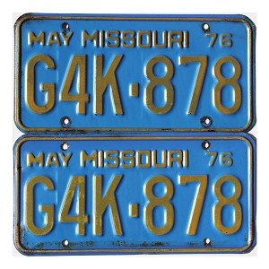 1976 Missouri License Plates Pair #G4K878
