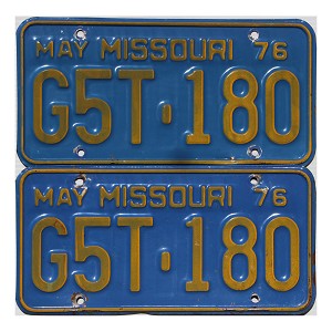 1976 Missouri License Plates Pair #G5T180