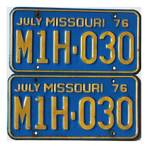 1976 Missouri License Plates Pair #M1H030
