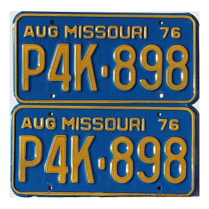 1976 Missouri License Plates Pair #P4K898