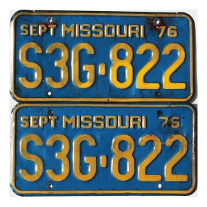1976 Missouri License Plates Pair #S3G822