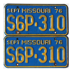 1976 Missouri License Plates Pair #S6P310