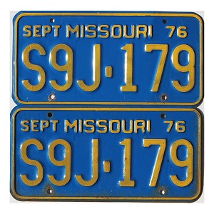 1976 Missouri License Plates Pair #S9J179