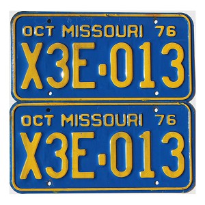 1976 Missouri License Plates Pair #X3E013