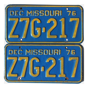 1976 Missouri License Plates Pair #Z7G217