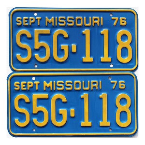 1976 Missouri License Plates Pair #S5G118