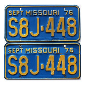1976 Missouri License Plates Pair #S8J448