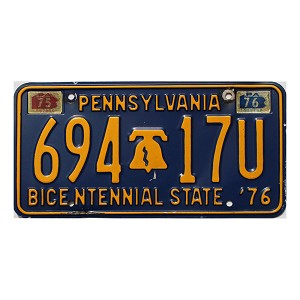 1976 Pennsylvania Bicentennial License Plate #69417U