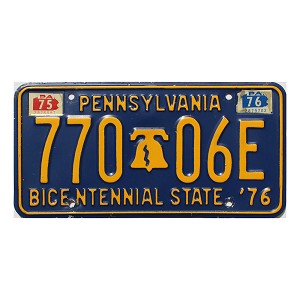 1976 Pennsylvania Bicentennial License Plate #77006E