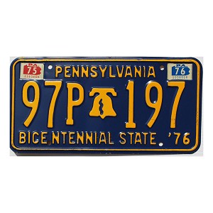 1976 Pennsylvania Bicentennial License Plate #97P197