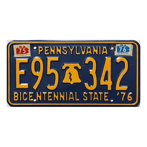 1976 Pennsylvania Bicentennial License Plate #E95342