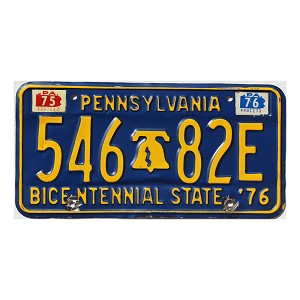 1976 Pennsylvania Bicentennial License Plate #54682E