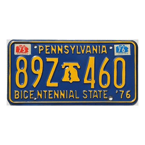 1976 Pennsylvania Bicentennial License Plate #89Z460
