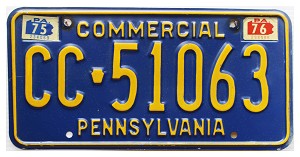 1976 Pennsylvania Commercial License Plate #CC51063