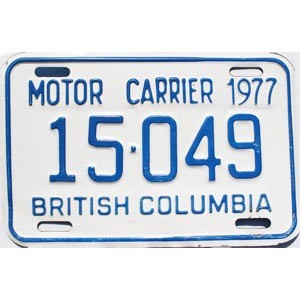 1977 British Columbia Motor Carrier License Plate #15049