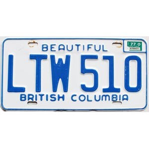 1977 British Columbia License Plate #LTW510