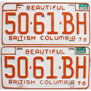 1977 British Columbia Truck License Plates Pair #5061BH