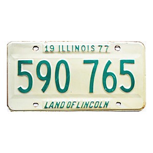 1977 Illinois License Plate #590765