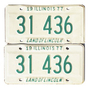 1977 Illinois License Plates Pair #31436