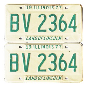 1977 Illinois License Plates Pair #BV2364