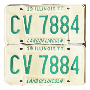 1977 Illinois License Plates Pair #CV7884