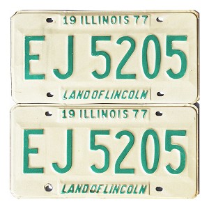 1977 Illinois License Plates Pair #EJ5205