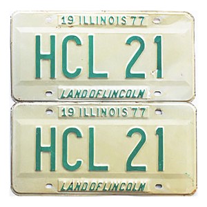 1977 Illinois License Plates Pair #HCL21