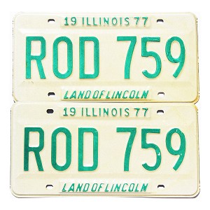 1977 Illinois License Plates Pair #ROD759