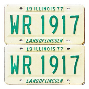 1977 Illinois License Plates Pair #WR1917