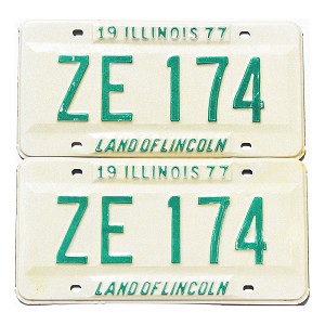 1977 Illinois License Plates Pair #ZE174