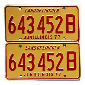 1977 Illinois Truck License Plates Pair #643452B