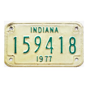 1977 Indiana Motorcycle License Plate #159418