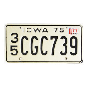 1977 Iowa License Plate #CGC739
