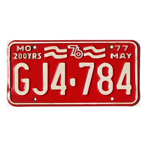 1977 Missouri License Plate #GJ4784
