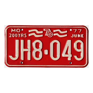 1977 Missouri License Plate #JH8049