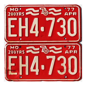 1977 Missouri License Plates Pair #EH4730