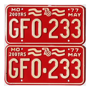 1977 Missouri License Plates Pair #GF0233