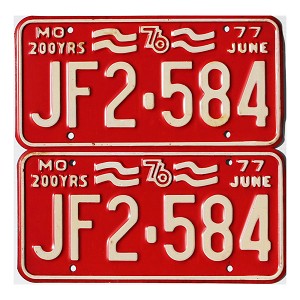 1977 Missouri License Plates Pair #JF2584