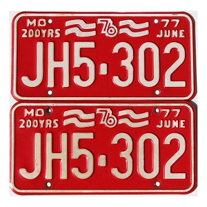 1977 Missouri License Plates Pair #JH5302