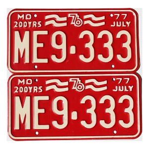 1977 Missouri License Plates Pair #ME9333