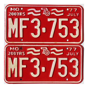 1977 Missouri License Plates Pair #MF3753