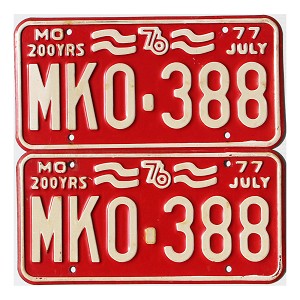 1977 Missouri License Plates Pair #MK0388
