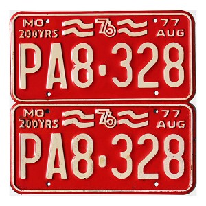 1977 Missouri License Plates Pair #PA8328