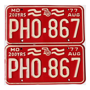 1977 Missouri License Plates Pair #PH0867