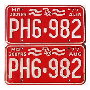 1977 Missouri License Plates Pair #PH6982