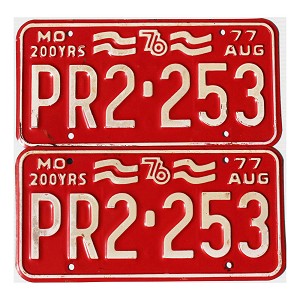 1977 Missouri License Plates Pair #PR2253