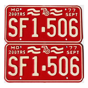 1977 Missouri License Plates Pair #SF1506