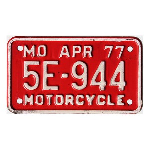 1977 Missouri Motorcycle License Plate #5E944