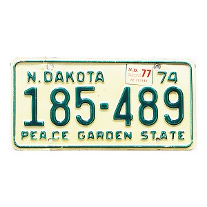 1977 North Dakota License Plate #185489