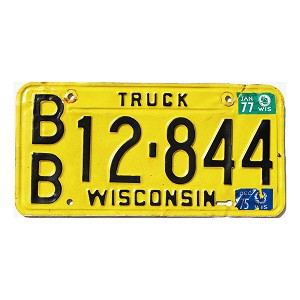 1977 Wisconsin Truck License Plate #BB12844